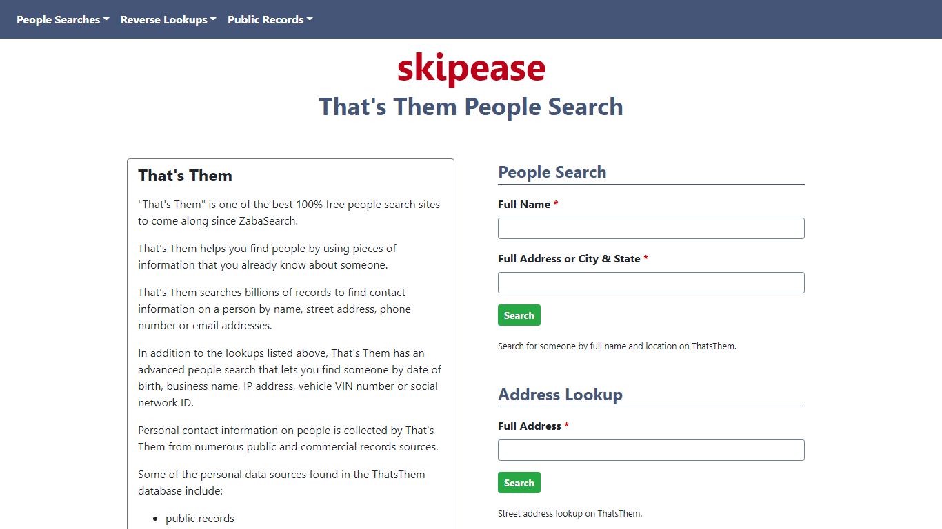That's Them People Search - Skipease